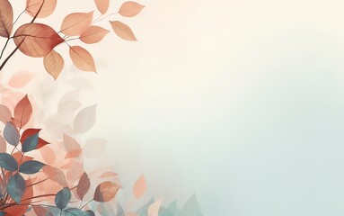 Background image with leaves in the corner, pastel colors