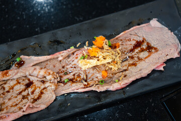 Wagyu beef sushi ready to serve in luxury restaurant