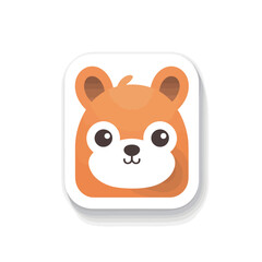 Cute fox sticker on a white background. Vector illustration for your design
