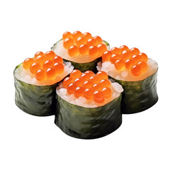 Salmon roe sushi isolated on transparent background