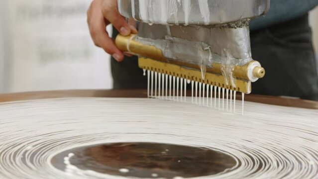 Making Turkish Traditional Dessert Kadayif Kunefe Pastry Machine in Display
