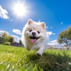 Sunny Day Frolic: Joy of a Pomeranian