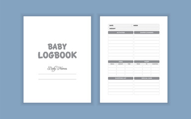 Baby logbook baby care logbook vector kdp interior design template