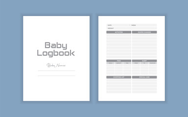 Baby logbook baby care logbook vector kdp interior design template