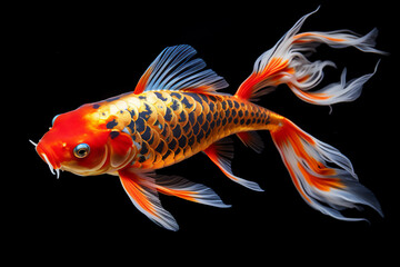 gold koi fish in close up and detail