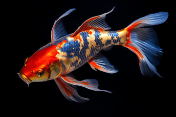 gold koi fish in close up and detail