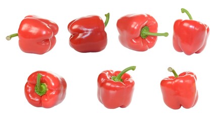 Red sweet pepper from different angles isolated