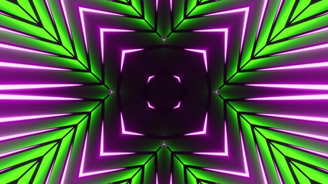 Green and purple flower design. Kaleidoscope VJ loop.