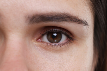 Closeup view of woman with beautiful hazel eyes