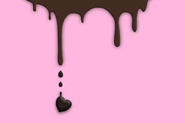 Illustration of melted chocolate on pink background