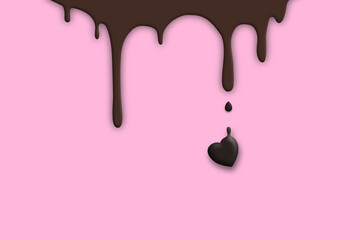 Illustration of melted chocolate on pink background
