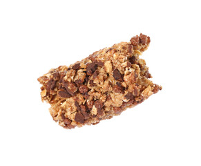 One piece of tasty granola bar isolated on white