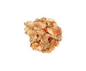 One piece of tasty granola bar isolated on white