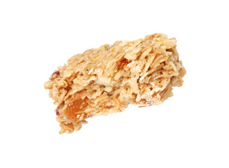 One piece of tasty granola bar isolated on white