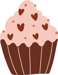 Sweet cute dessert illustration, valentines day element, cafe object