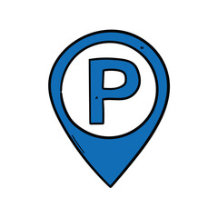 A hand-drawn doodle of pin parking on a white background.