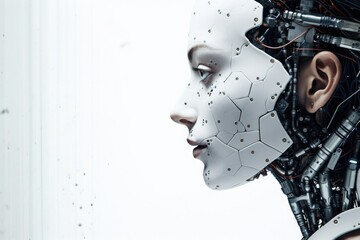 beautiful robot woman. artificial intelligence girl. futuristic image of a woman in cyberpunk style