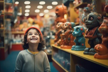 Fototapeta premium happy child in a toy store. gifts for children