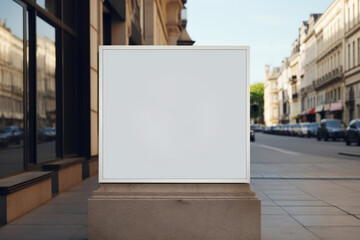 White empty blank billboard signboard mockup on the street outdoor