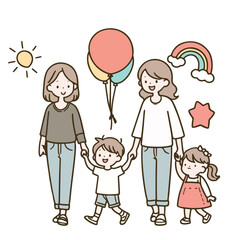 Happy young family. Hand drawn style vector design illustrations.
