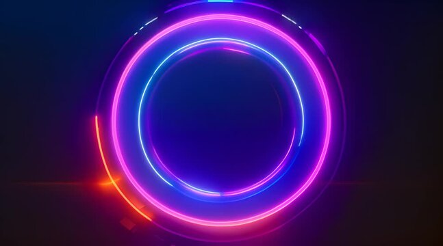 Abstract pulsing circle. Music wave flux animation, sound beat ripples, music spectrum , digital audio studio, dance floor, looping animation colourful light background. 