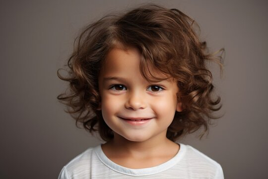 boy smiling on a yellow background. cute child looking at the camera