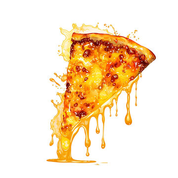 Floating Pizza Slice Template on Transparent Background