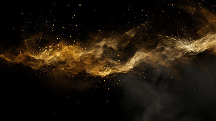 Fototapeta na wymiar Image of gold dust and golden with a black background