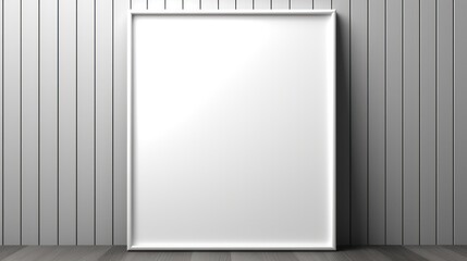 Empty White Poster Mockup on Striped Wallpaper Wall
