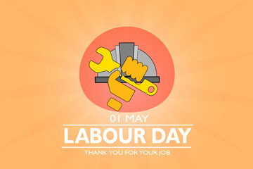Labour day, vector poster of Labour Day On 1st May hand lettring with tools.