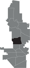 Black flat blank highlighted location map of the NORTH MOUNTAIN urban village inside gray administrative map of the city of PHOENIX, ARIZONA
