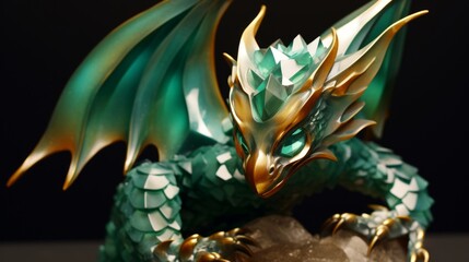 dragon made of jade and topaz gems