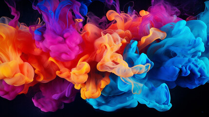 Abstract colorful ink and smoke waves - obrazy, fototapety, plakaty