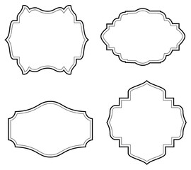 Set of simple line frames with double stroke. Easily editable vector edges with editable line thickness. Collection of vertical blank templates to decorate text. Greeting or wedding frames.