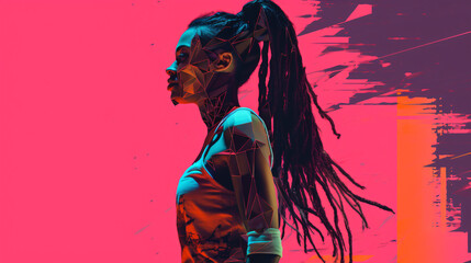 Fashion portrait of beautiful african american woman with dreadlocks.