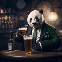 優雅なパンダ、バーで飲む