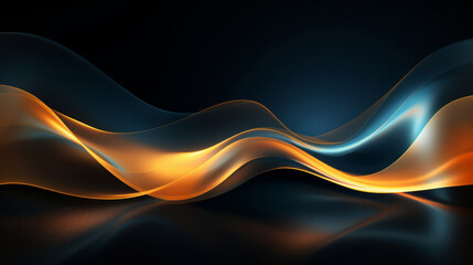 Abstract golden flowing lines on dark background as modern wallpaper texture