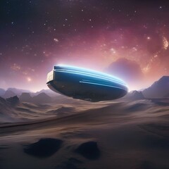 Fototapeta premium An interstellar ark journeying through a nebula, its passengers in cryogenic slumber3