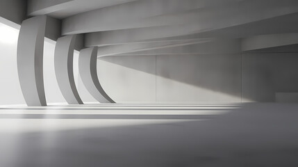 3d render of abstract futuristic architecture with empty concrete floor