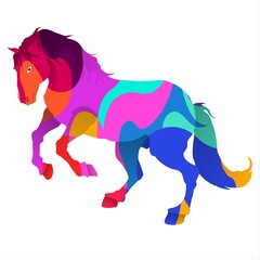 Colorful horse on white background. Vector illustration.