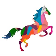 Colorful rainbow horse isolated on a white background. Illustration.