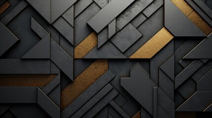 An Ornate Gold Designer Background - Dark Silver and Dark Gray - Black and Gold Hard-Edged Ornaments Elements Copy Space Wallpaper created with Generative AI Technology - obrazy, fototapety, plakaty