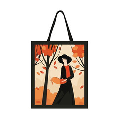 ladies and women silhouette of a girl with a bouquet of flowers bag