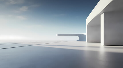 3d render of abstract futuristic architecture with empty concrete floor