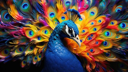 Beautiful abstract peacock made out of colorful paint