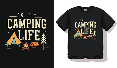 summer Camping Hiking Mountain men women t shirt design with a background