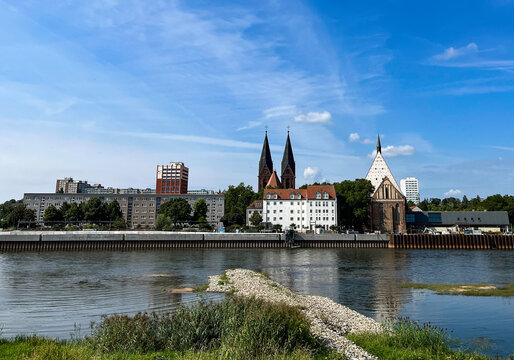 Frankfurt (Oder), Germany: View of Frankfurt an der Oder from the city of Slubice, Poland.