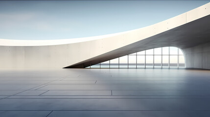 3d render of abstract futuristic architecture with empty concrete floor