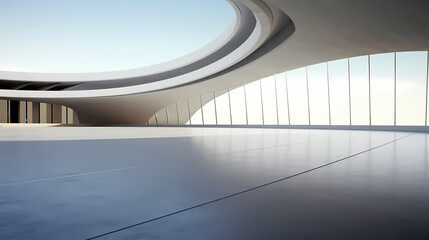 3d render of abstract futuristic architecture with empty concrete floor