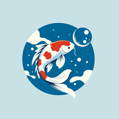 Ryba koi w stawie. Ilustracja wektorowa karpia japońskiego.